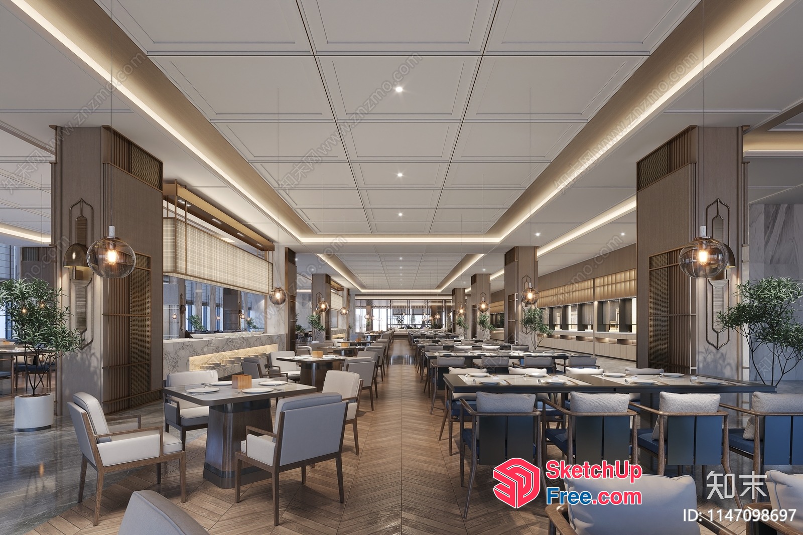 Elegant Modern Dining Room With Wood Accents 3D SketchUp File