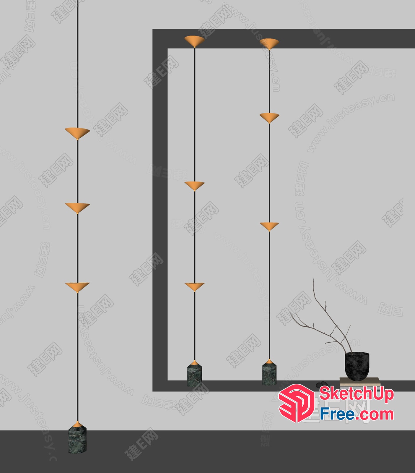 Minimalist Style Hanging Light Fixtures 3D SketchUp File