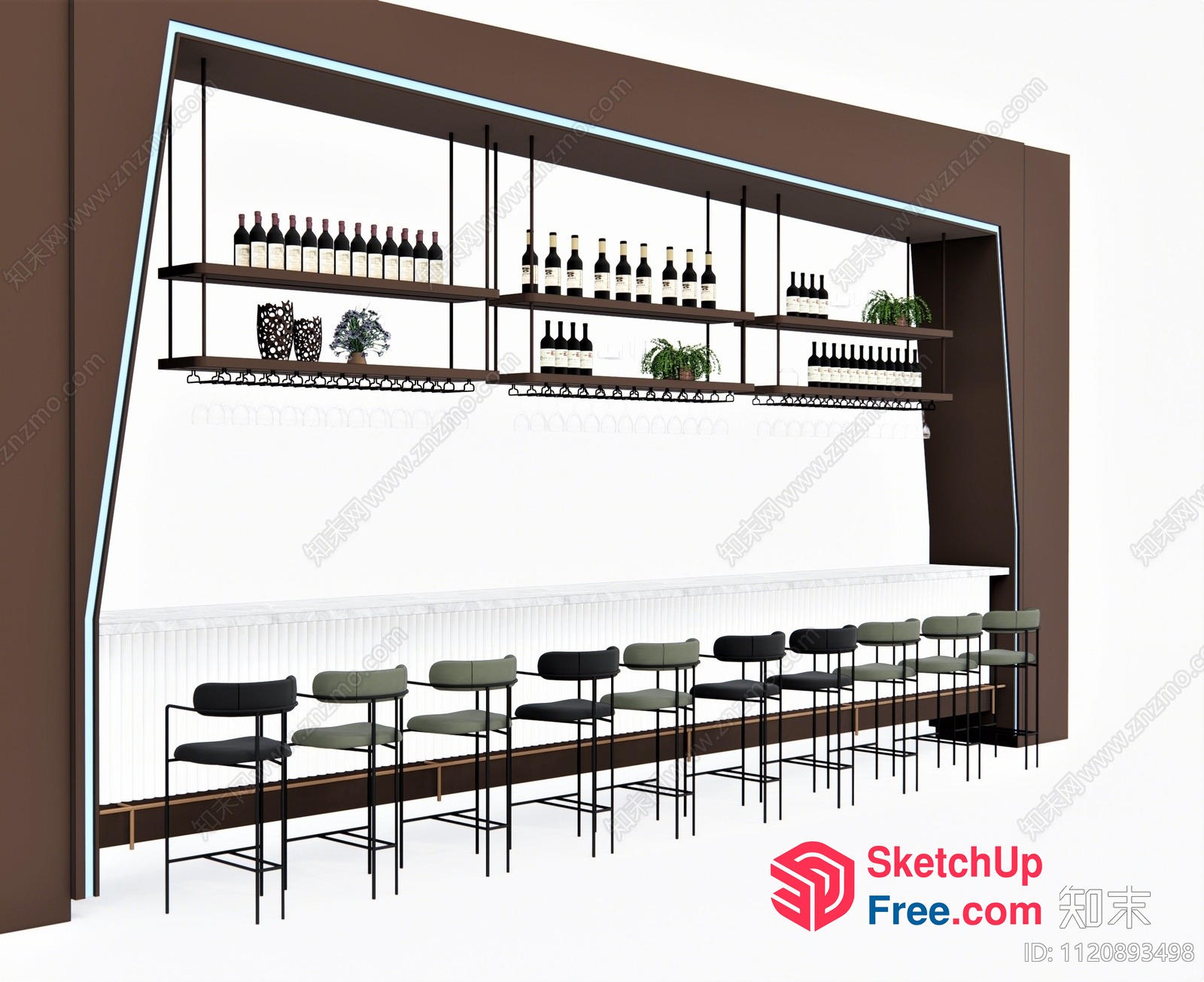 Modern Minimalist Wine Bar Interior 3D SketchUp File