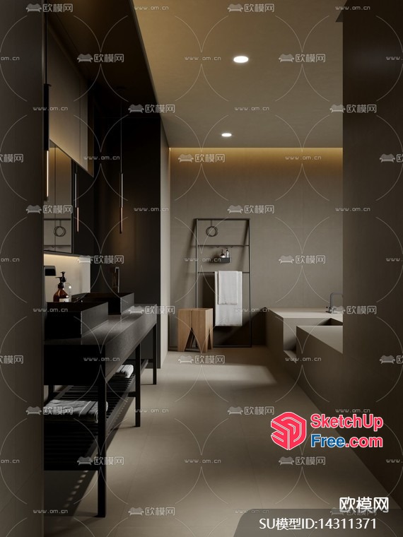 Modern Bathroom Interior With Sleek Fixtures And Neutral Tones 3D SketchUp File