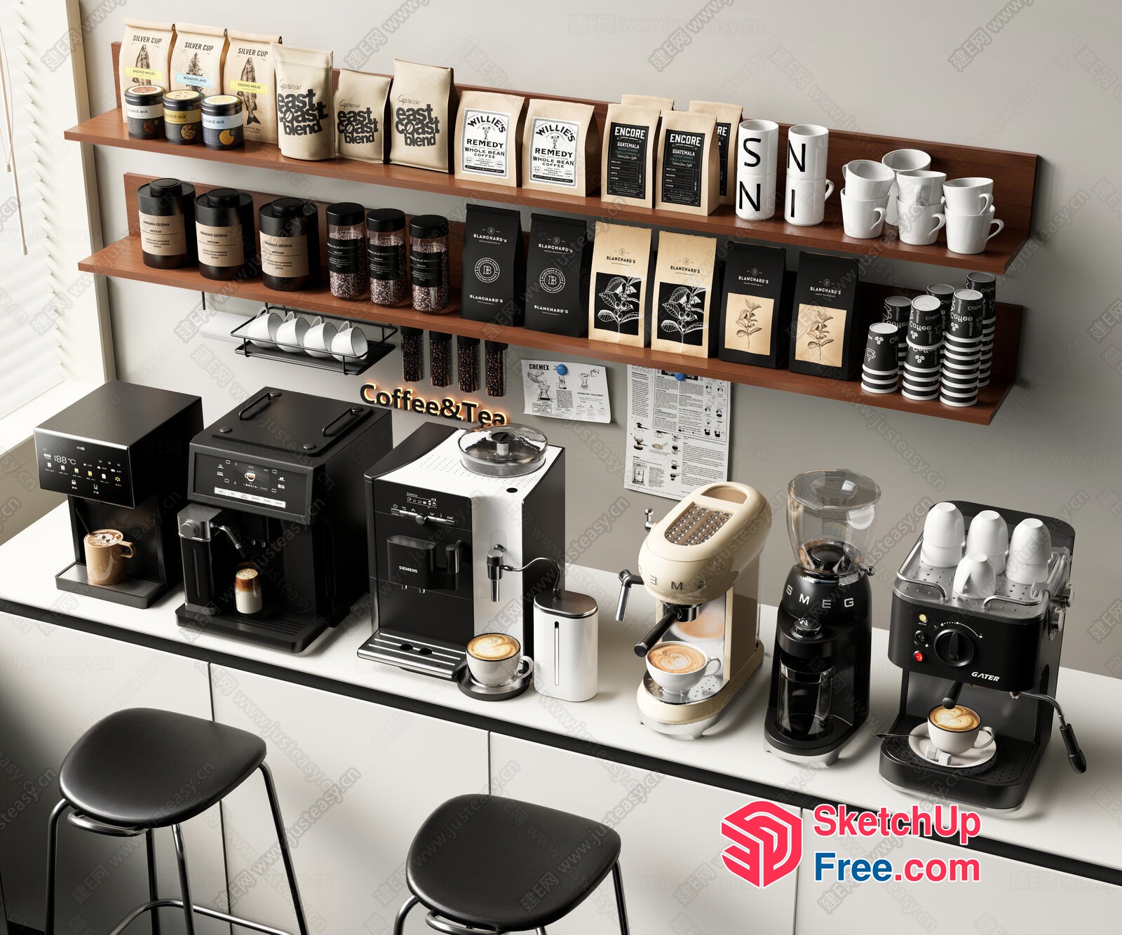 Coffee And Tea Station 3D SketchUp File