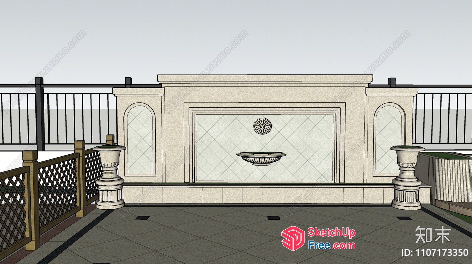 Elegant Outdoor Balcony With Classic Moulding 3D SketchUp File