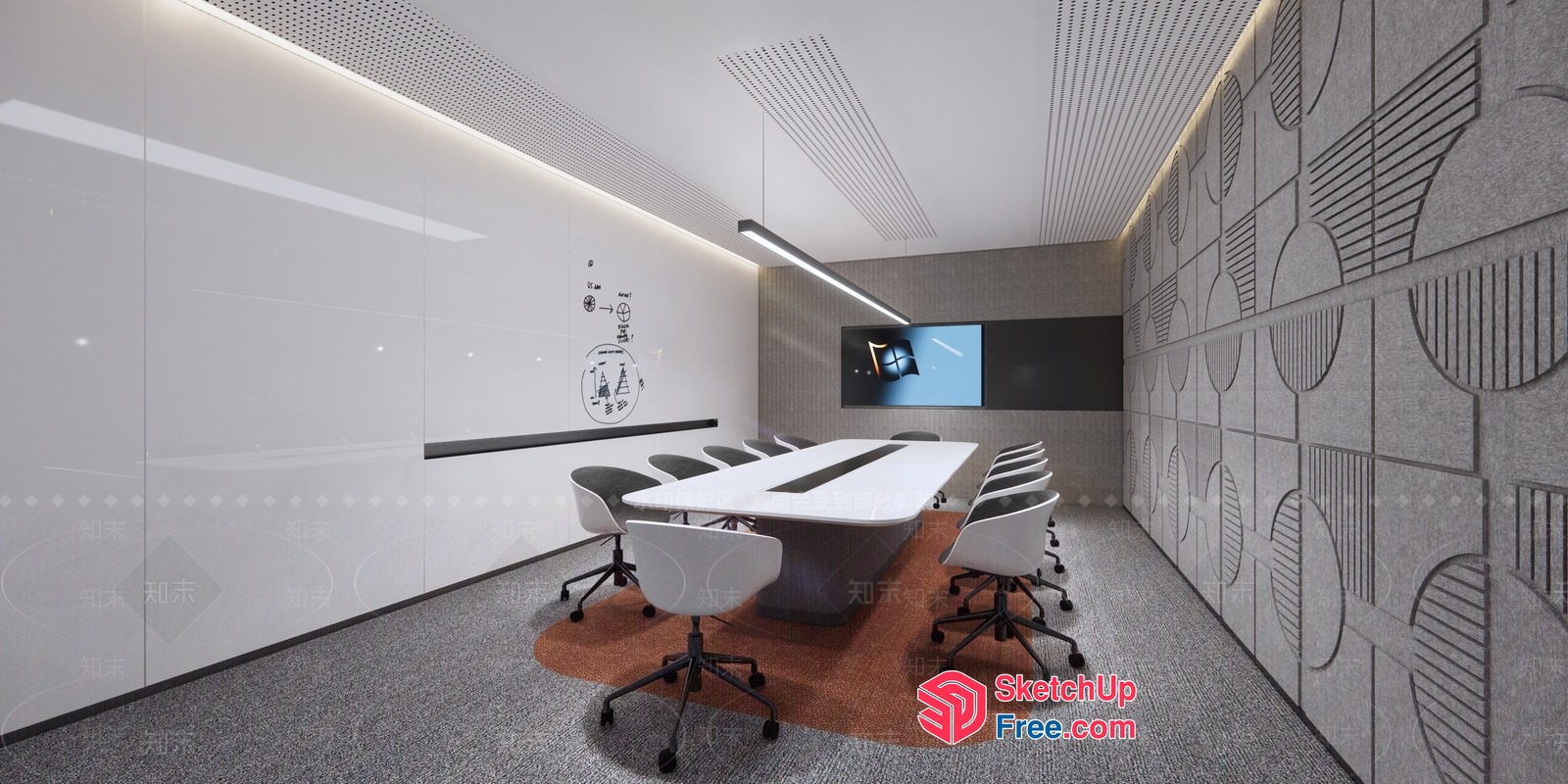 Modern Office Conference Room With Minimalist Decor 3D SketchUp File