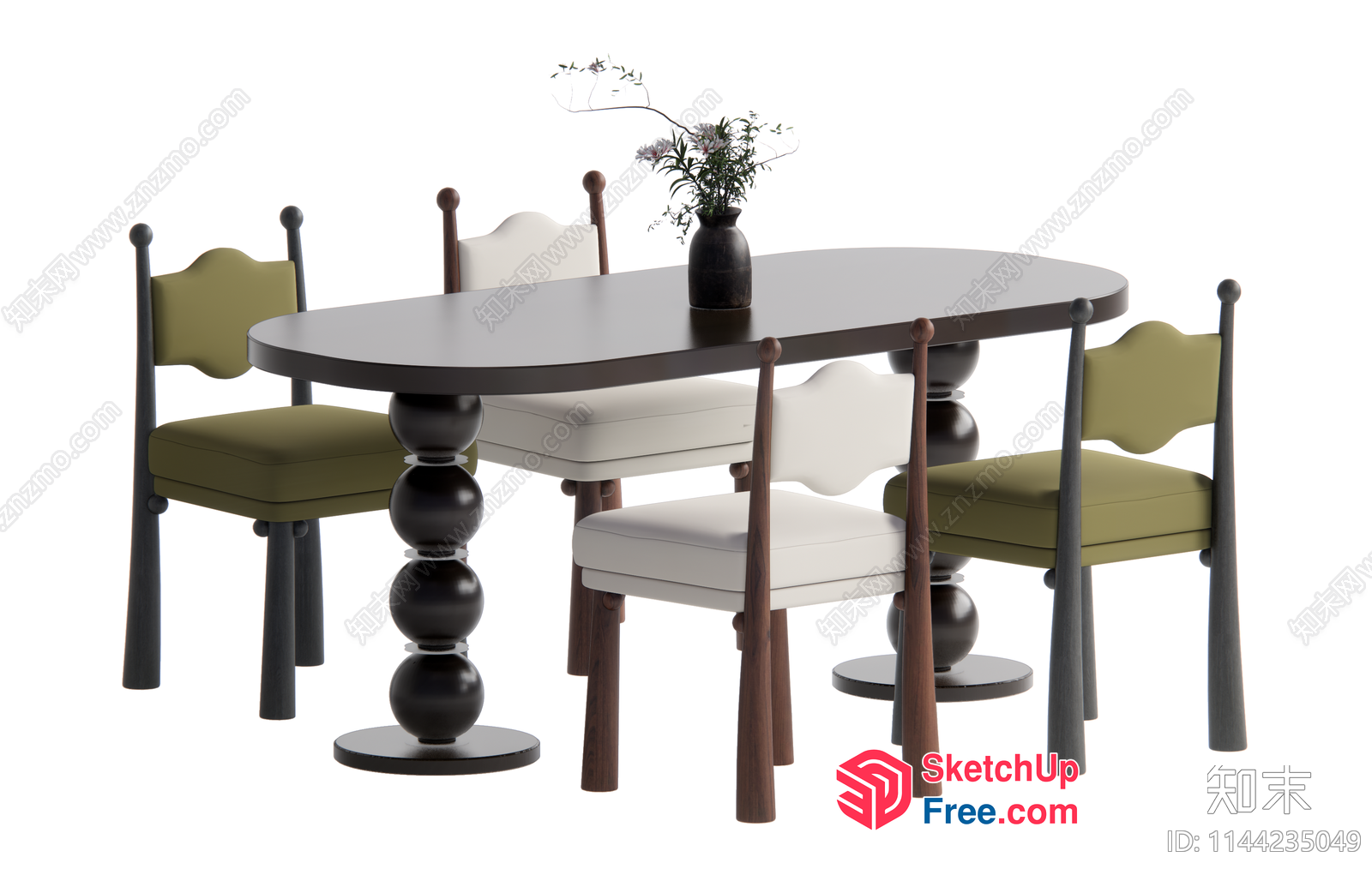 Modern Dining Table With Chairs 3D SketchUp File