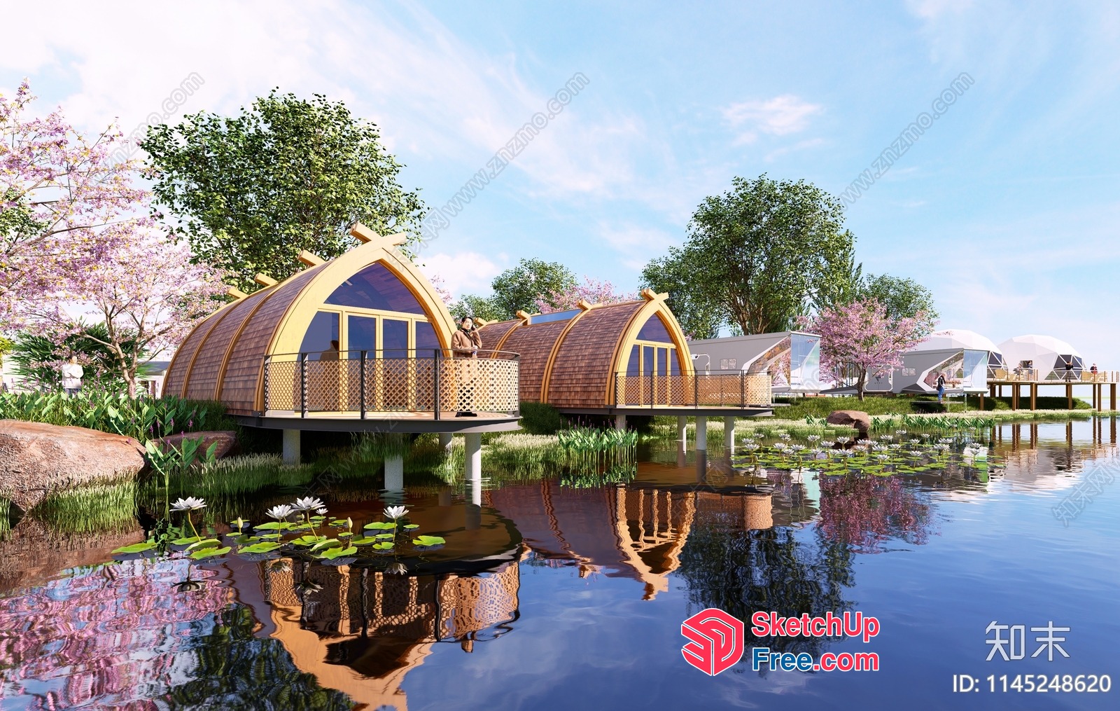 Serene Waterfront Glamping Retreat 3D SketchUp File
