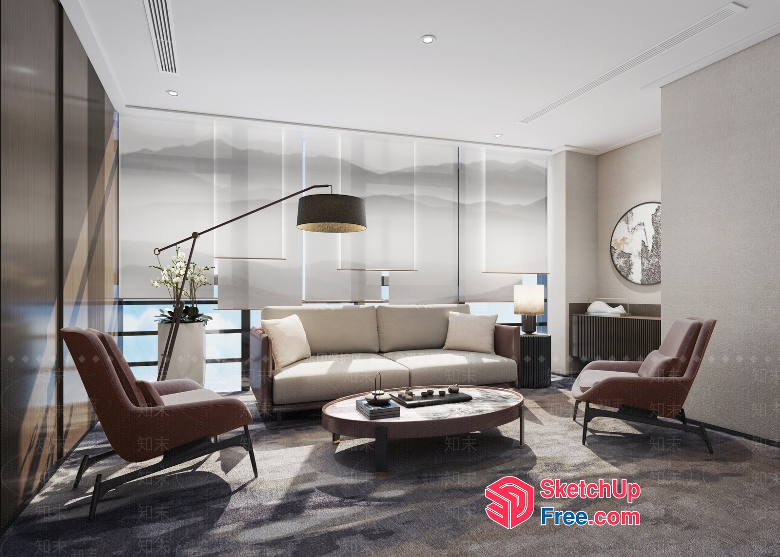 Elegant Modern Minimalist Living Room Design 3D SketchUp File