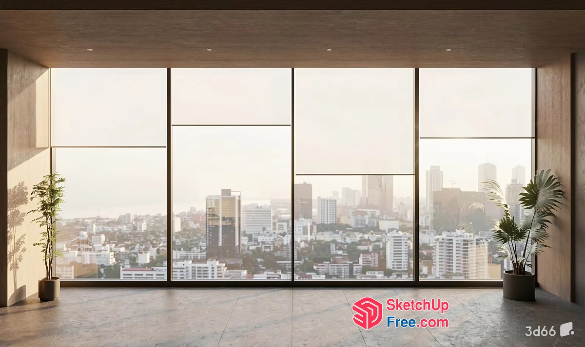 Modern City View From A Spacious Room 3D SketchUp File