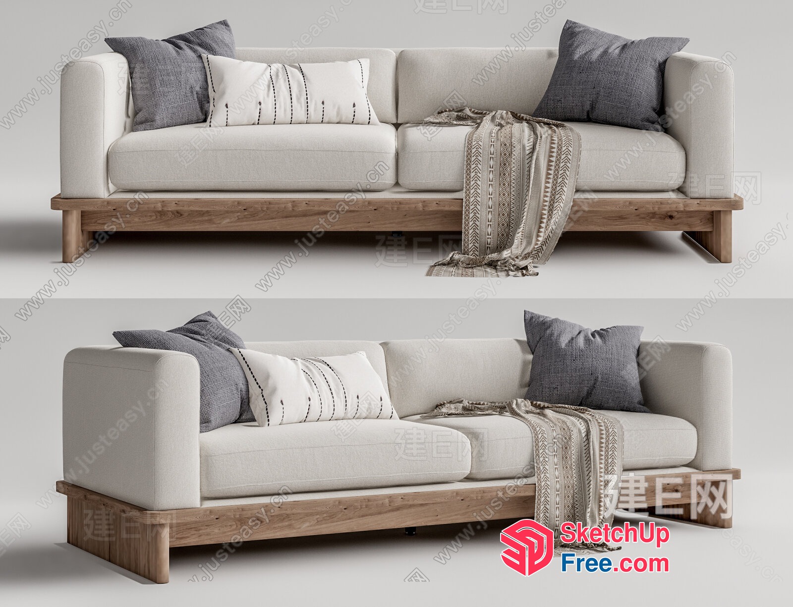 Modern Minimalist Japanese Style Sofa Set 3D SketchUp File