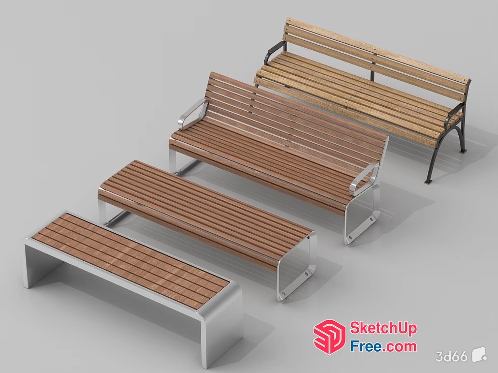 Modern Outdoor Benches And Tables 3D SketchUp File