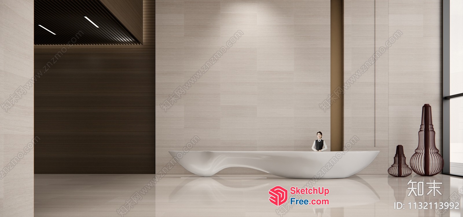 Elegant Modern Office Interior With Sleek White Furniture 3D SketchUp File