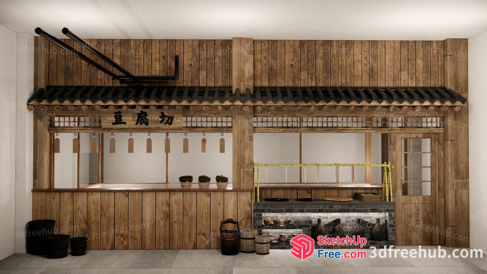 Asian Restaurant Interior 3D SketchUp File