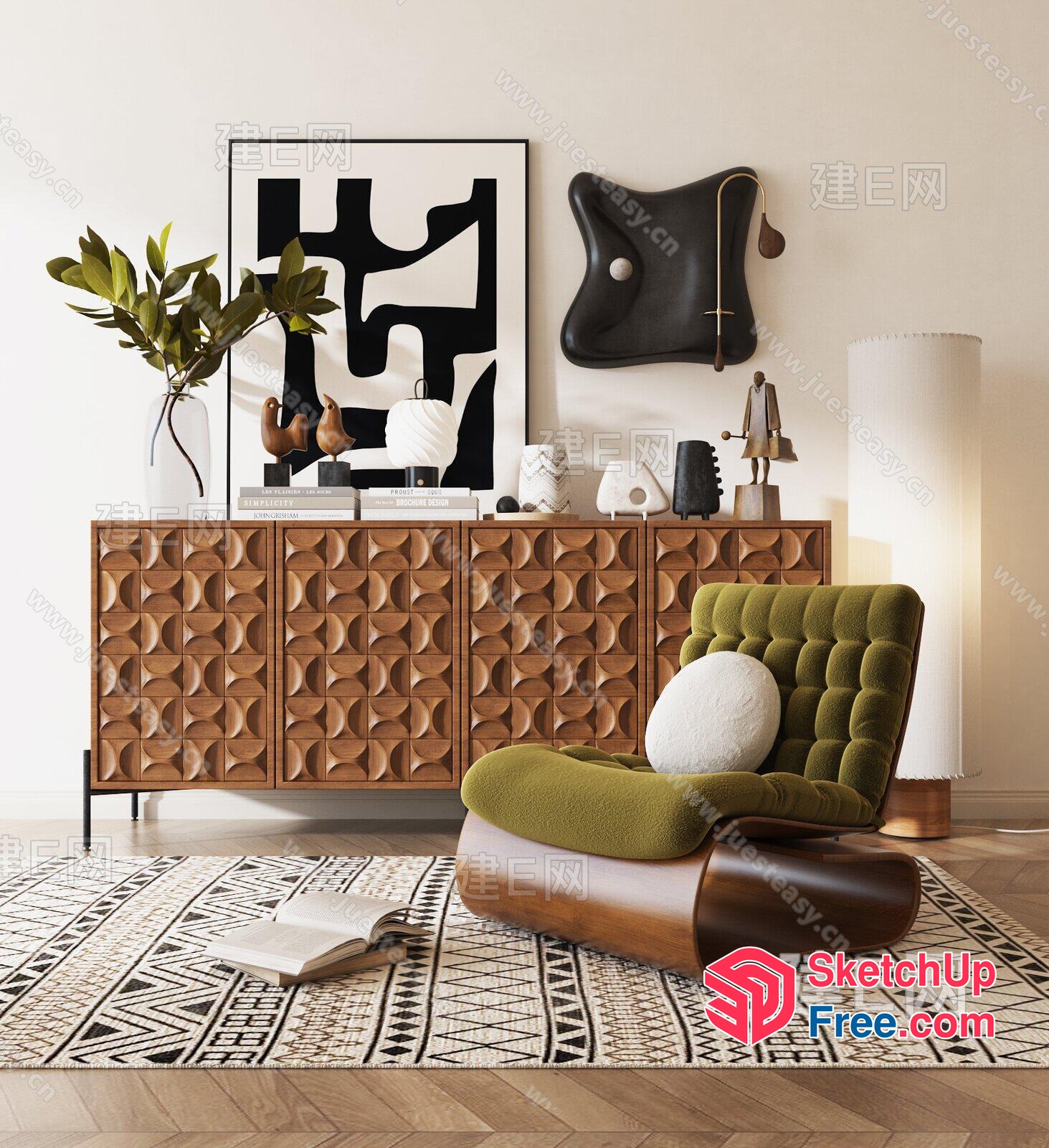 Modern Mid-Century Furniture And Decor 3D SketchUp File