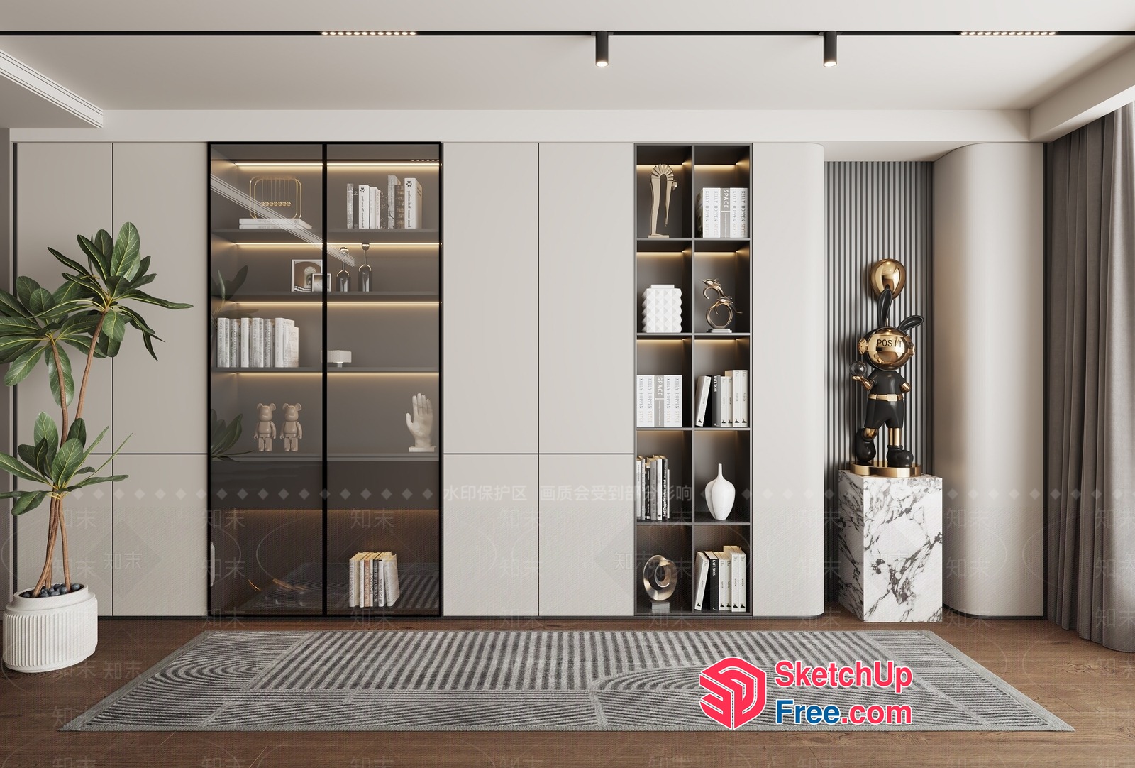 Elegant Modern Interior Design With Sleek Glass And White Furniture 3D SketchUp File