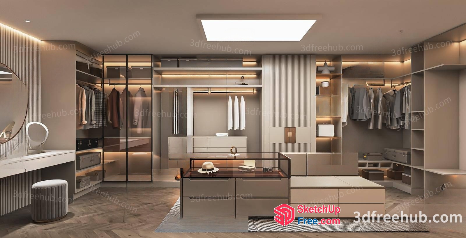 Modern Luxury Walk-In Closet Interior 3D SketchUp File