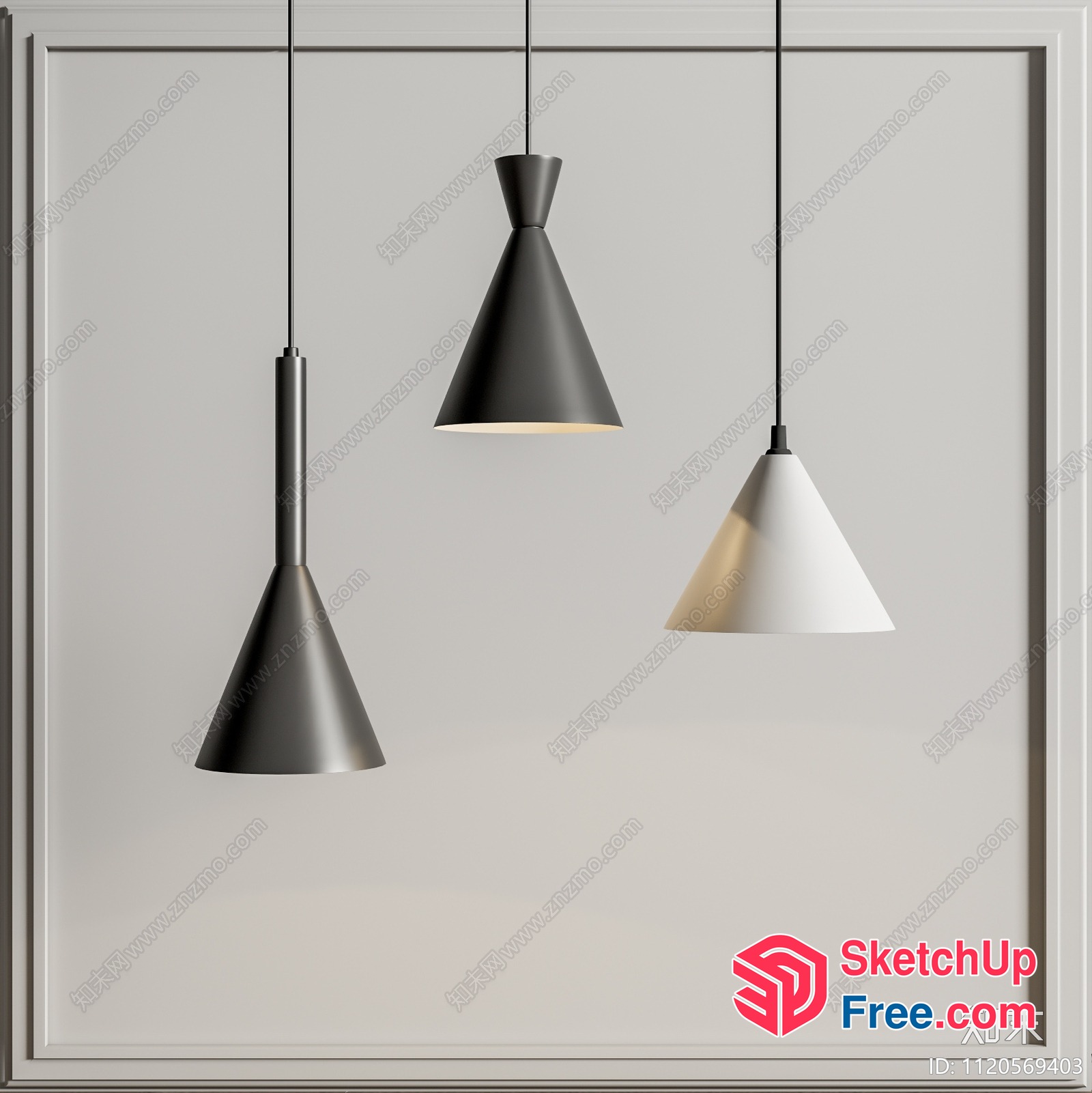 Modern Hanging Light Fixtures In Various Shapes And Styles 3D SketchUp File