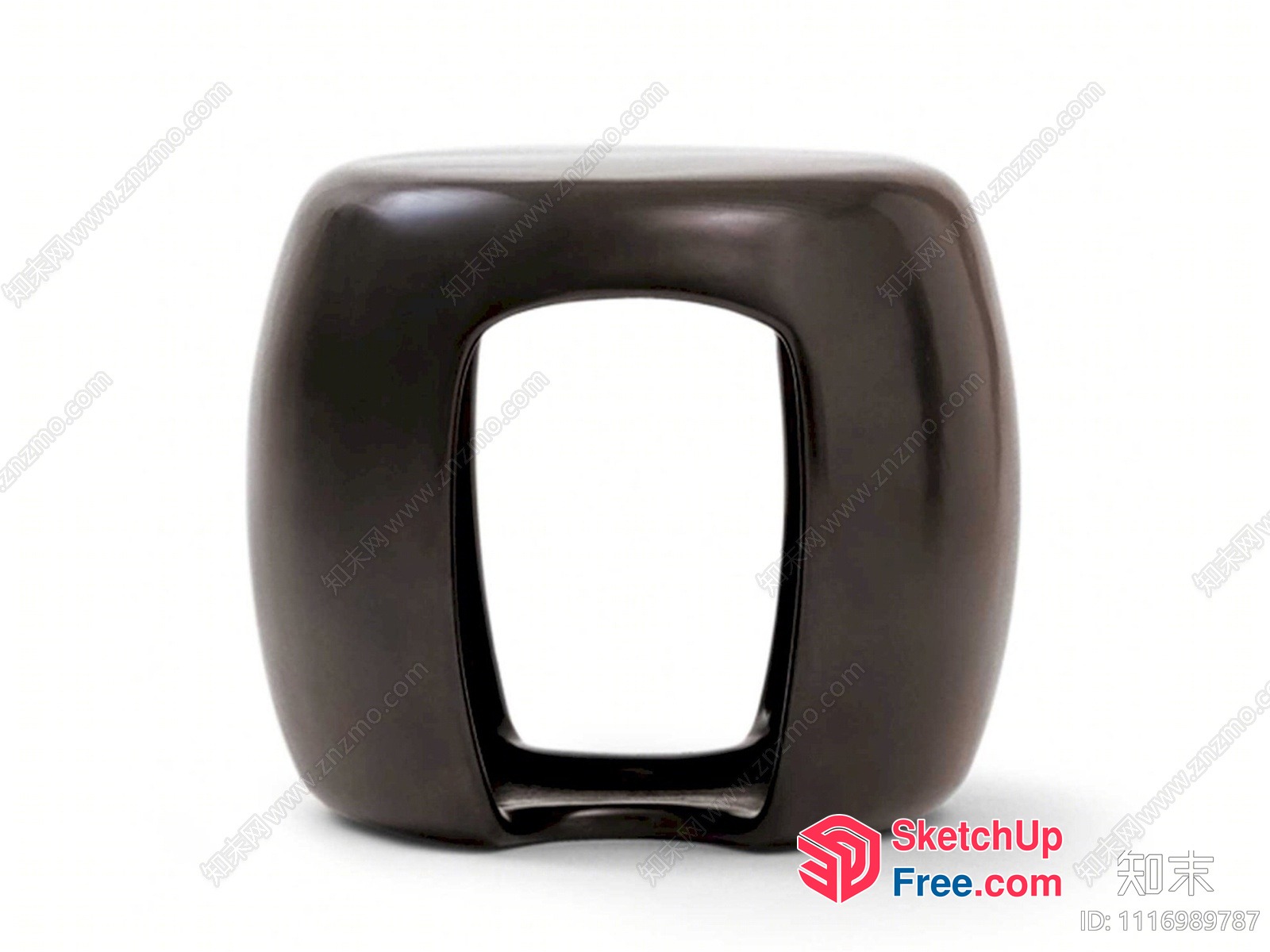 Modern Black Plastic Stool With A Hole In The Middle 3D SketchUp File