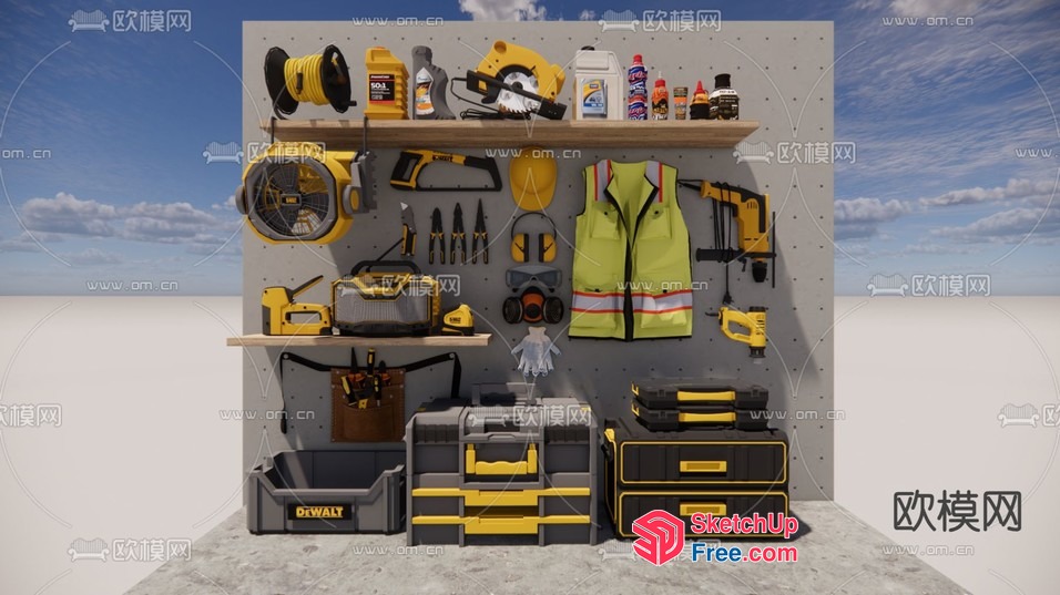 Dewalt Tools Displayed On A Wall 3D SketchUp File