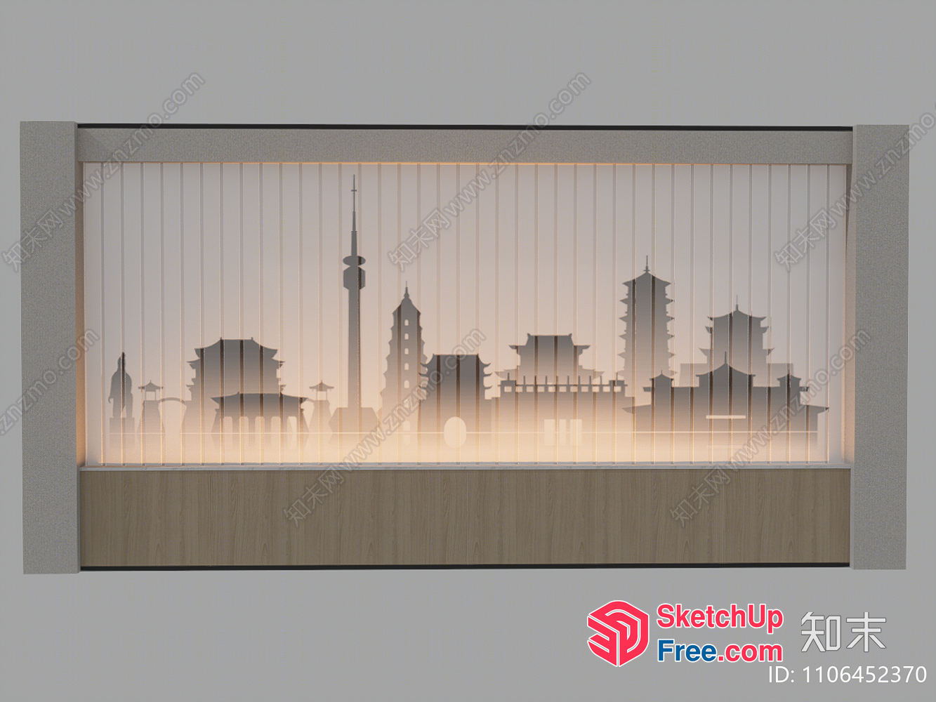 Cityscape Through Vertical Blinds 3D SketchUp File