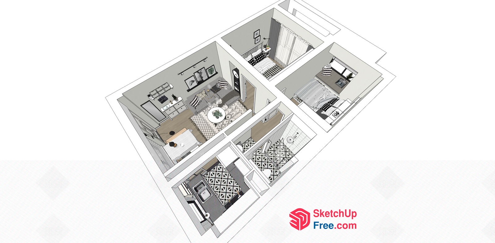Modern Home Interior Layout 3D SketchUp File