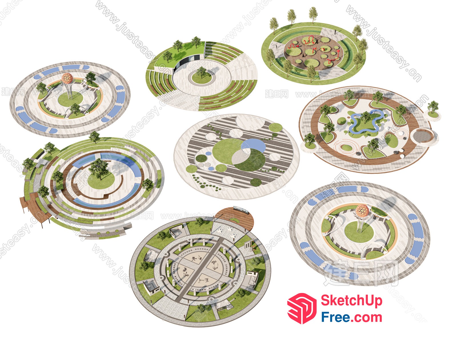 Modern Urban Park Design Concepts 3D SketchUp File