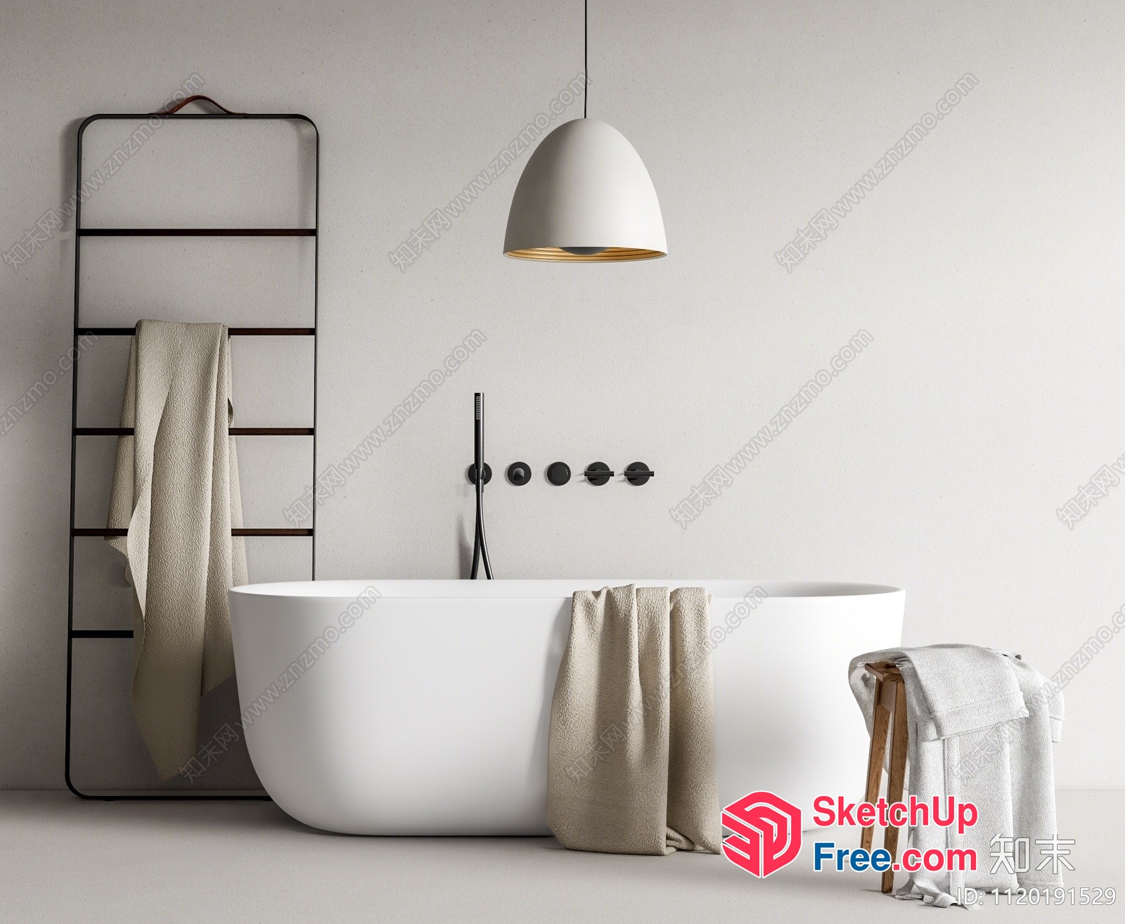 Minimalist White Bathroom Interior 3D SketchUp File