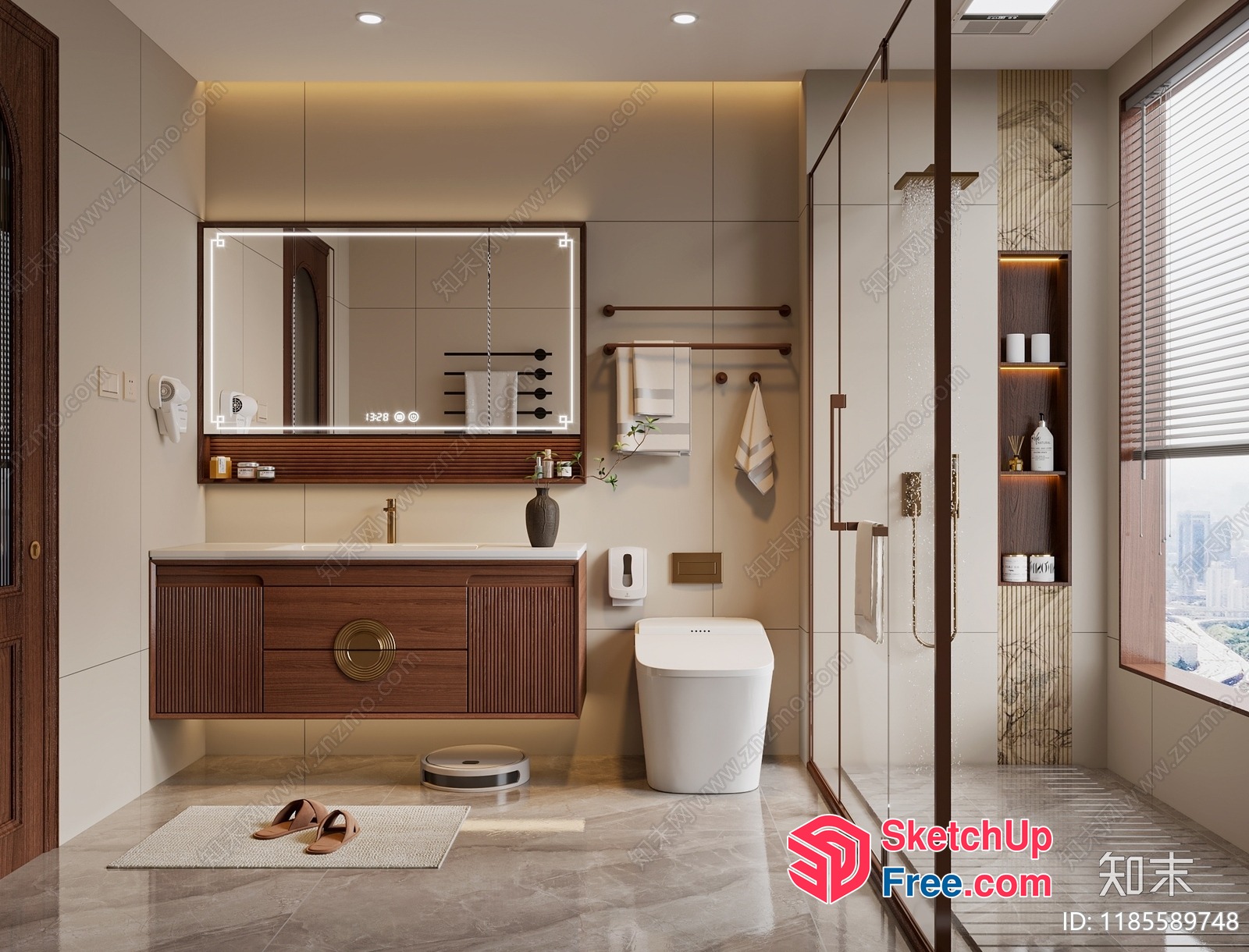 Luxurious Bathroom With Modern Fixtures And Natural Light 3D SketchUp File
