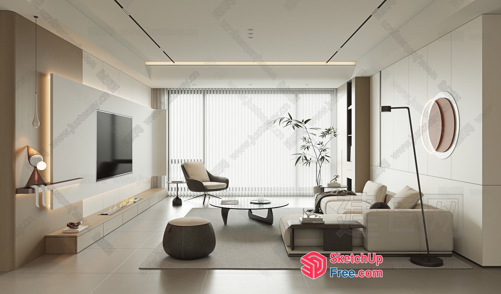 Modern Minimalist Living Room With Sleek Furniture 3D SketchUp File