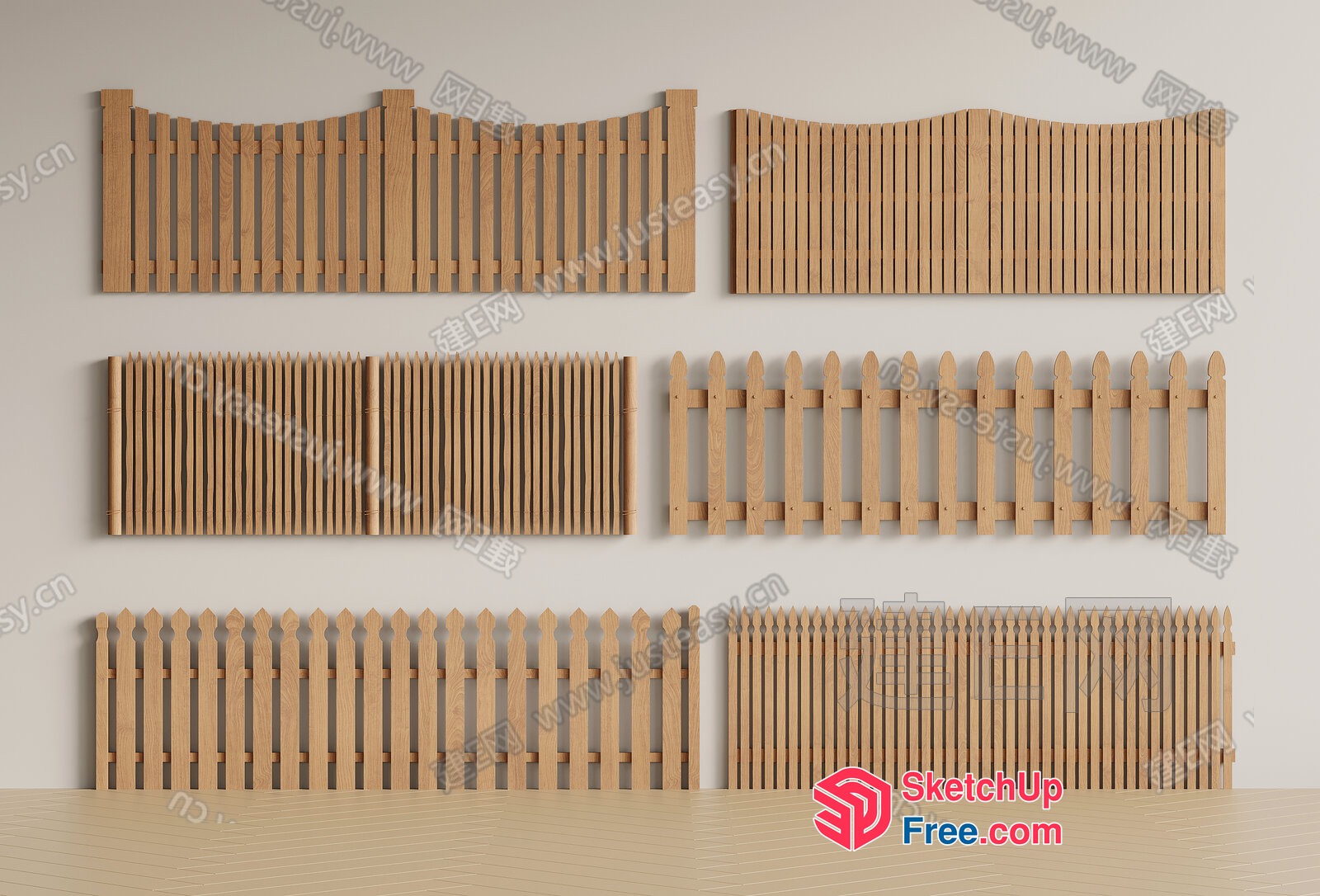 Wooden Fence Designs Collection 3D SketchUp File