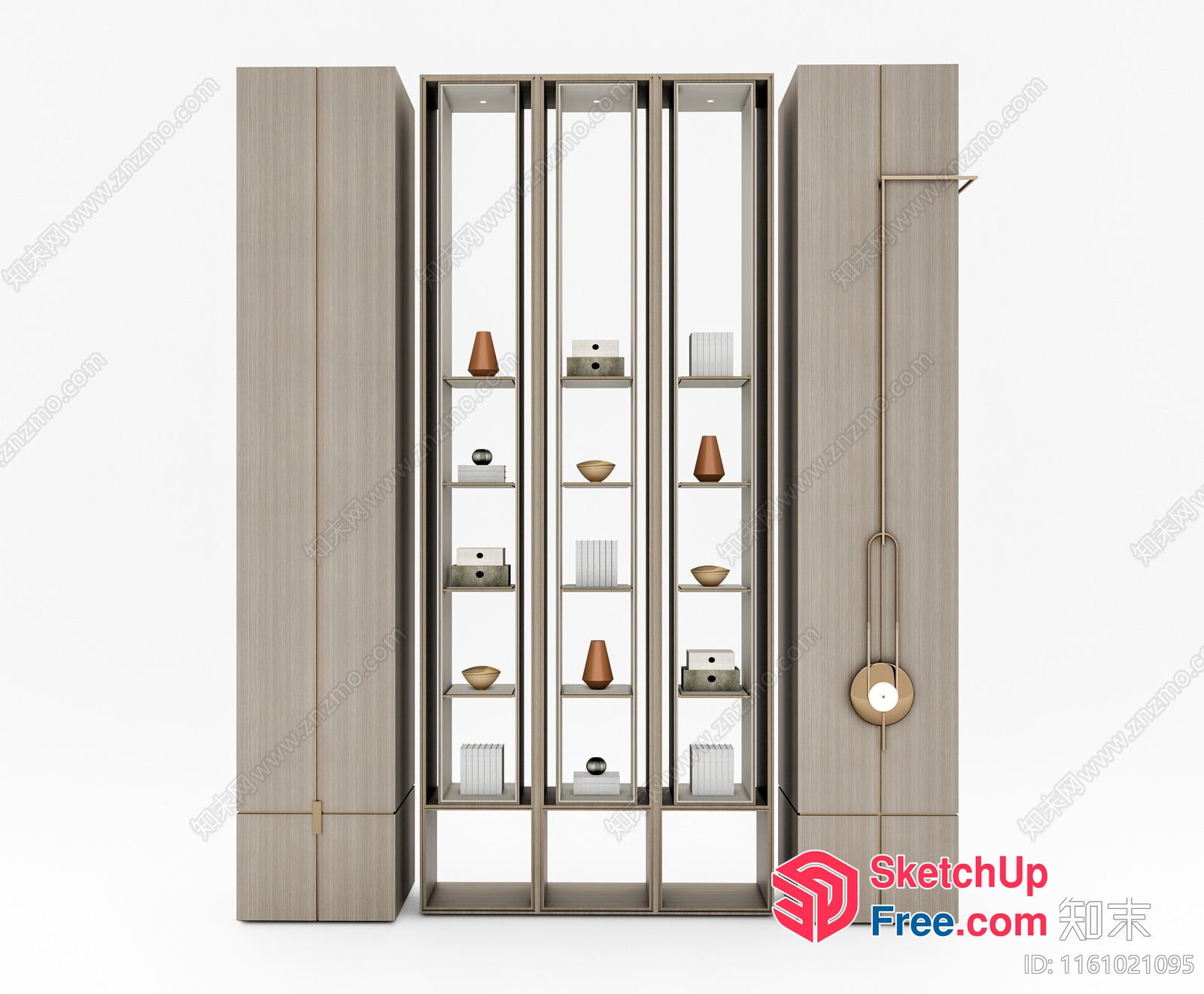 Elegant Modern Shelving Unit With Glass Doors 3D SketchUp File