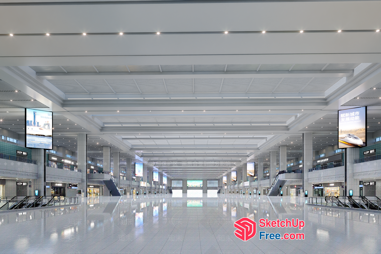 Modern Airport Interior With Sleek Architecture And High-Tech Amenities 3D SketchUp File