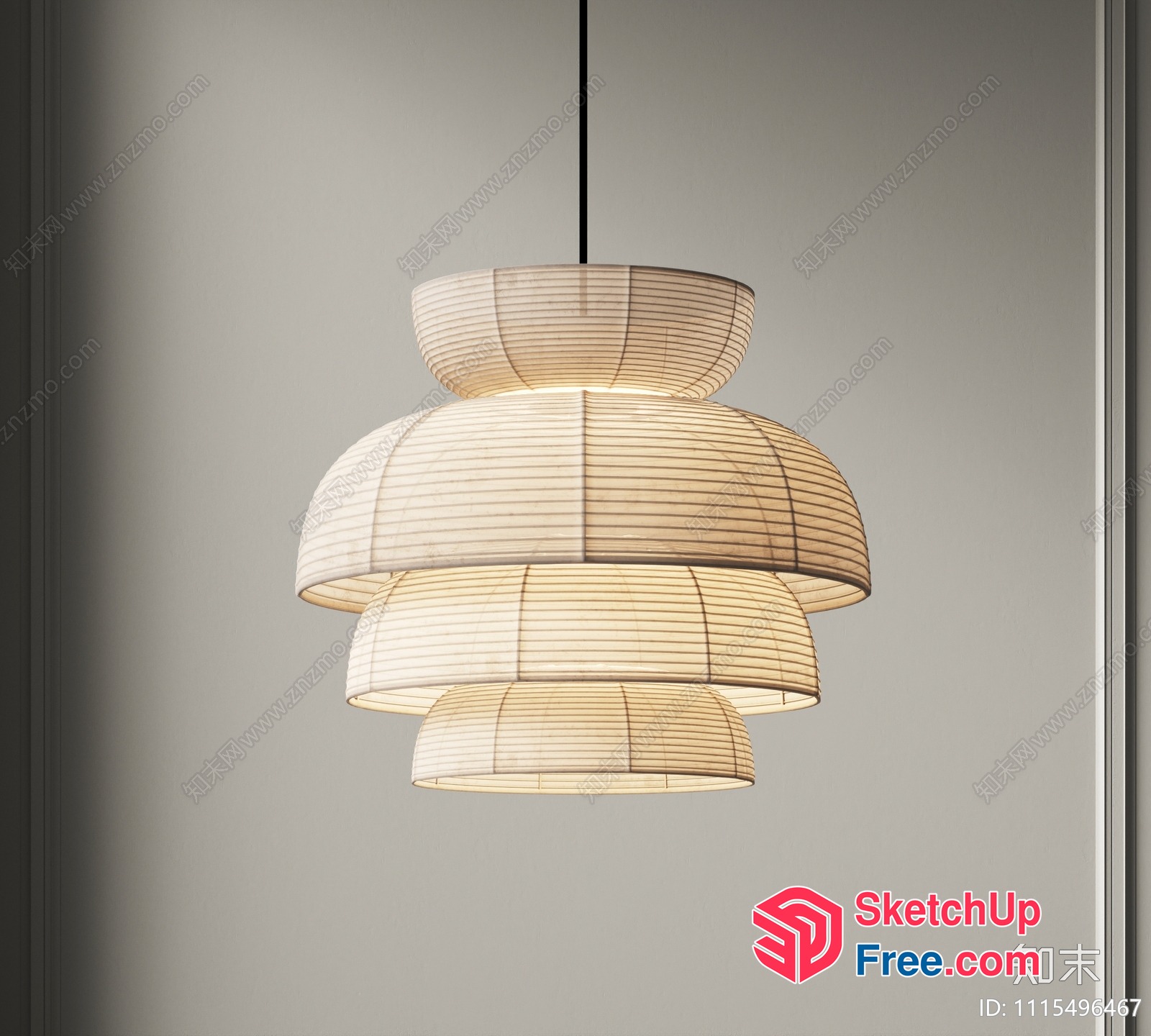 Elegant Japanese Style Pendant Light 3D SketchUp File