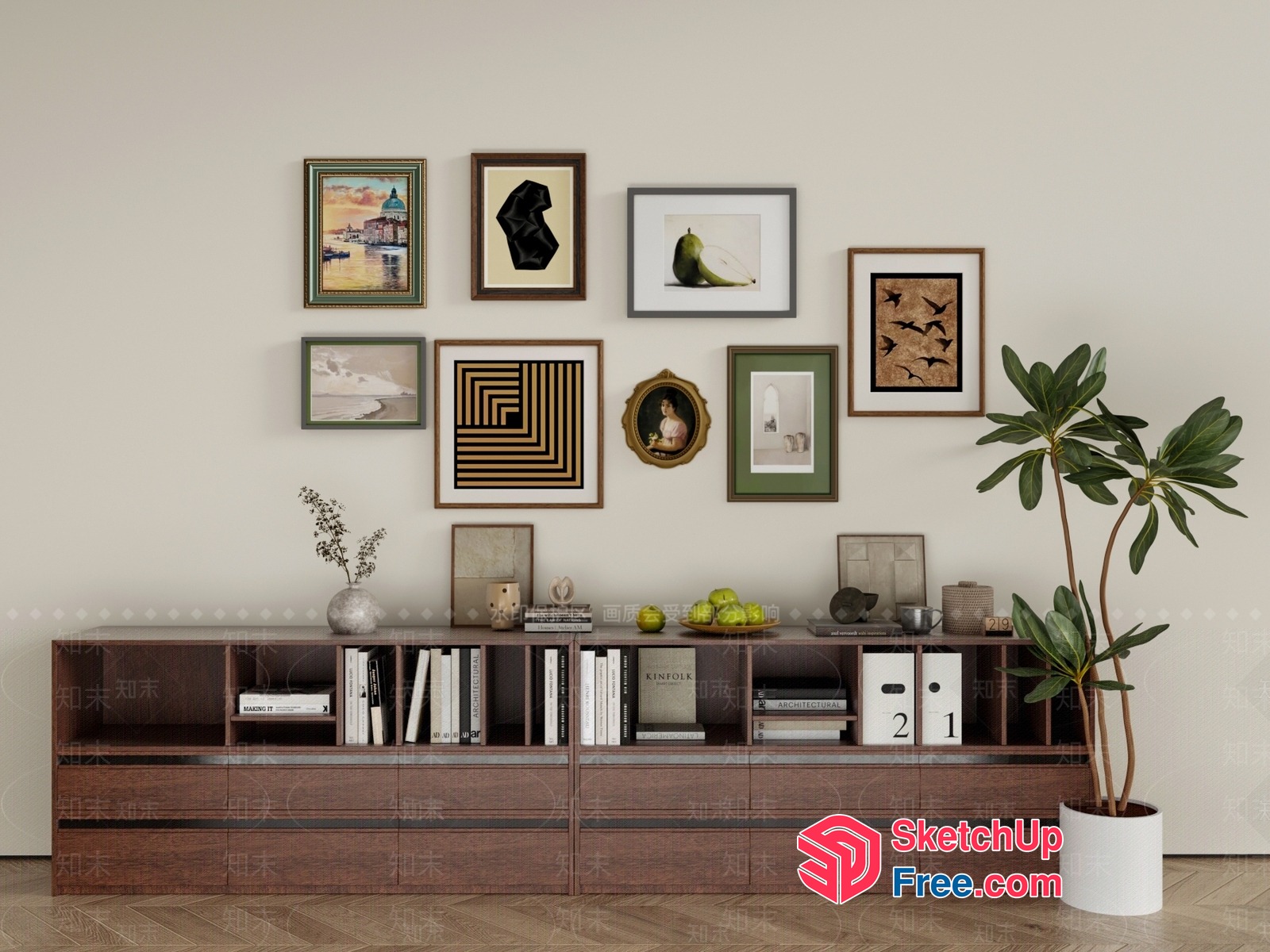 Modern Minimalist Decorative Shelf And Picture Frame Collection 3D SketchUp File