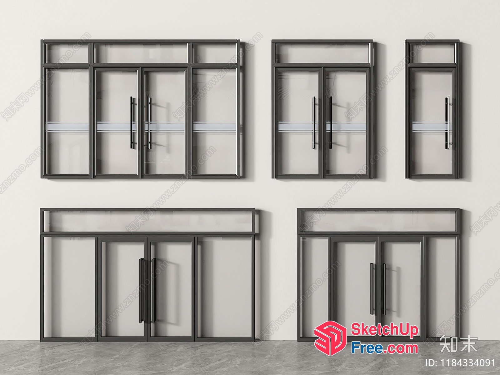 Modern Glass Door And Window Set 3D SketchUp File