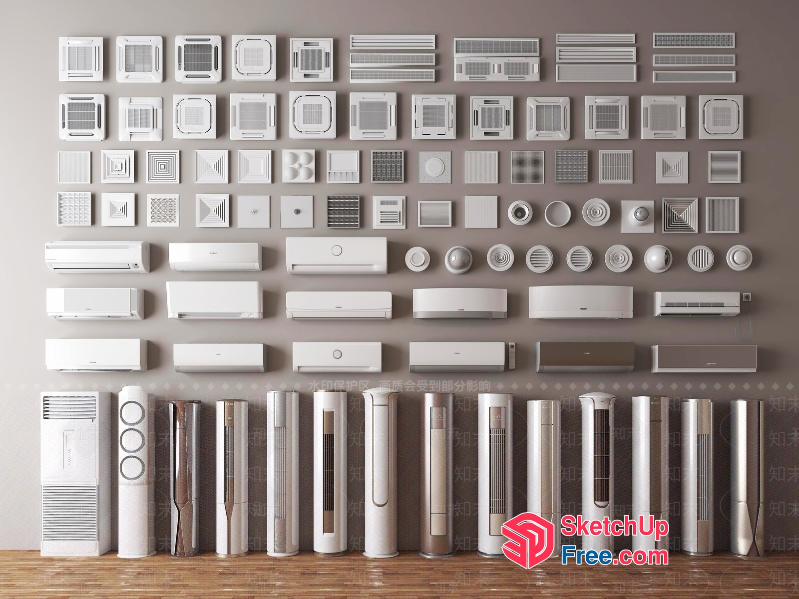 Collection Of Air Conditioning Units And Fans 3D SketchUp File