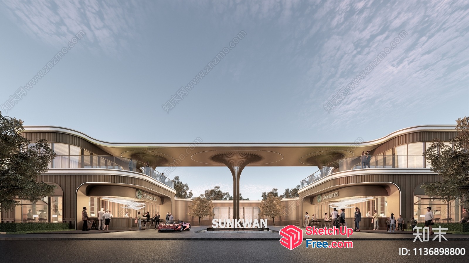 Modern Commercial Street Scene 3D SketchUp File