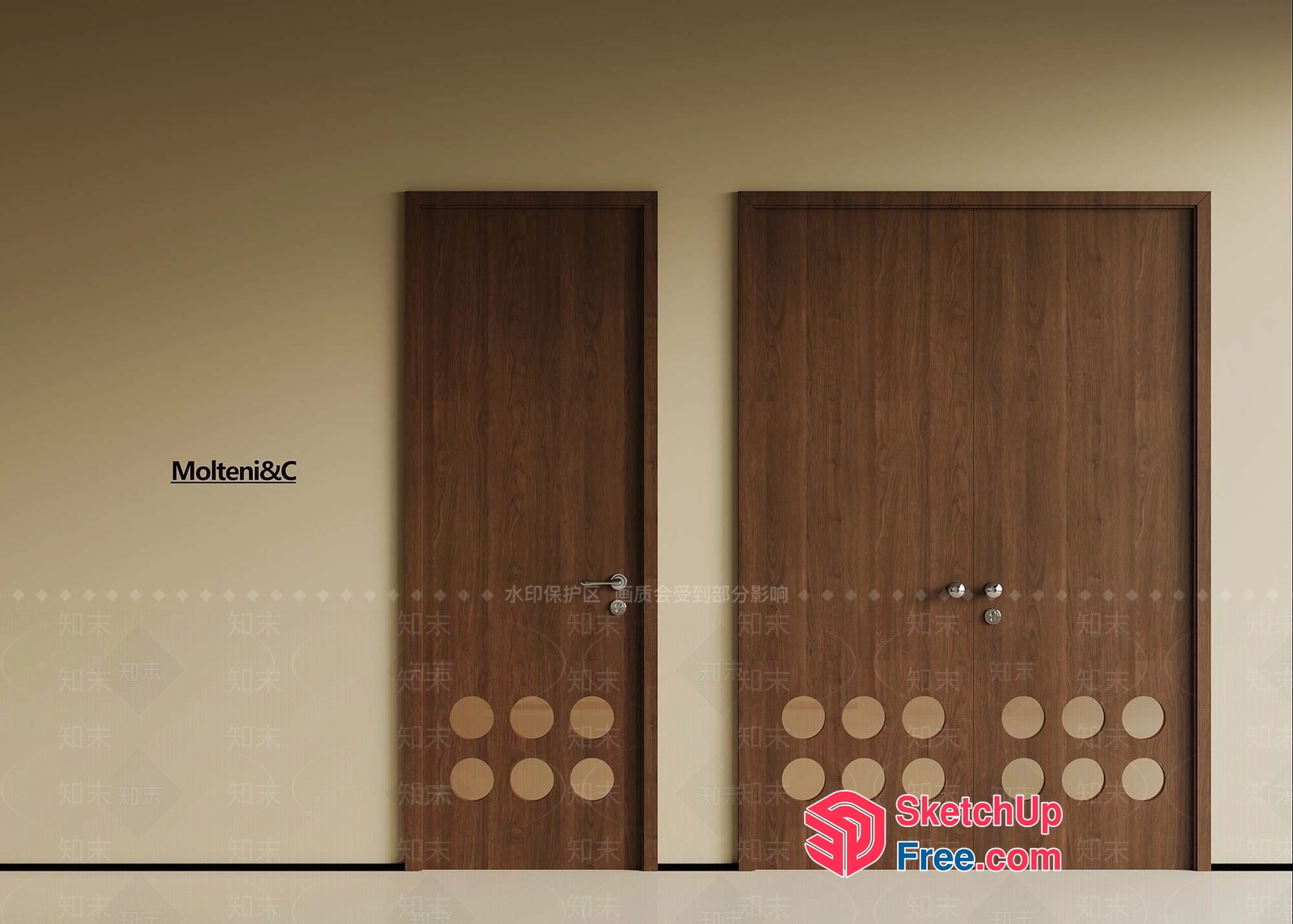 Wooden Doors With Decorative Design Elements 3D SketchUp File