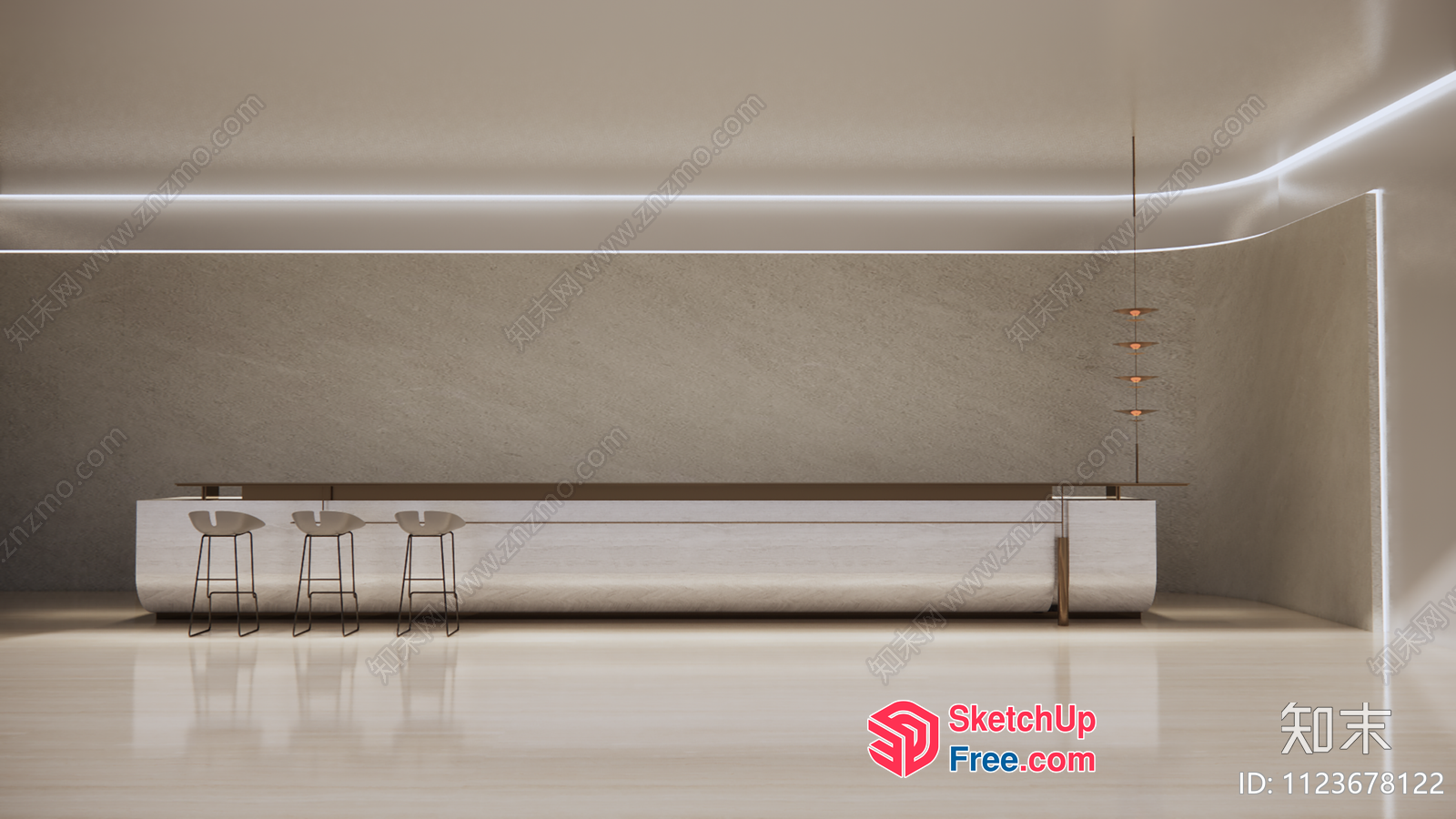 Minimalist Modern Light-Filled Interior Space 3D SketchUp File