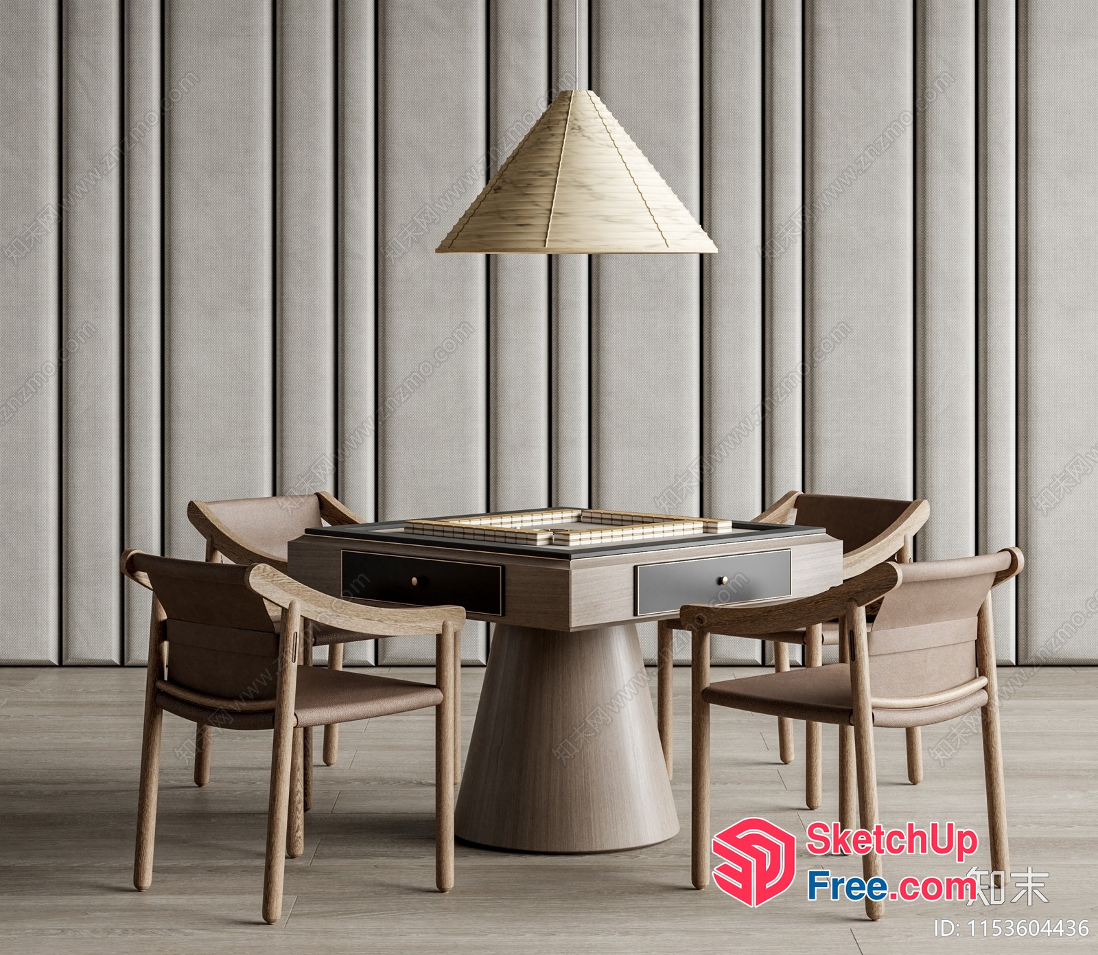 Modern Minimalist Dining Table And Chairs 3D SketchUp File