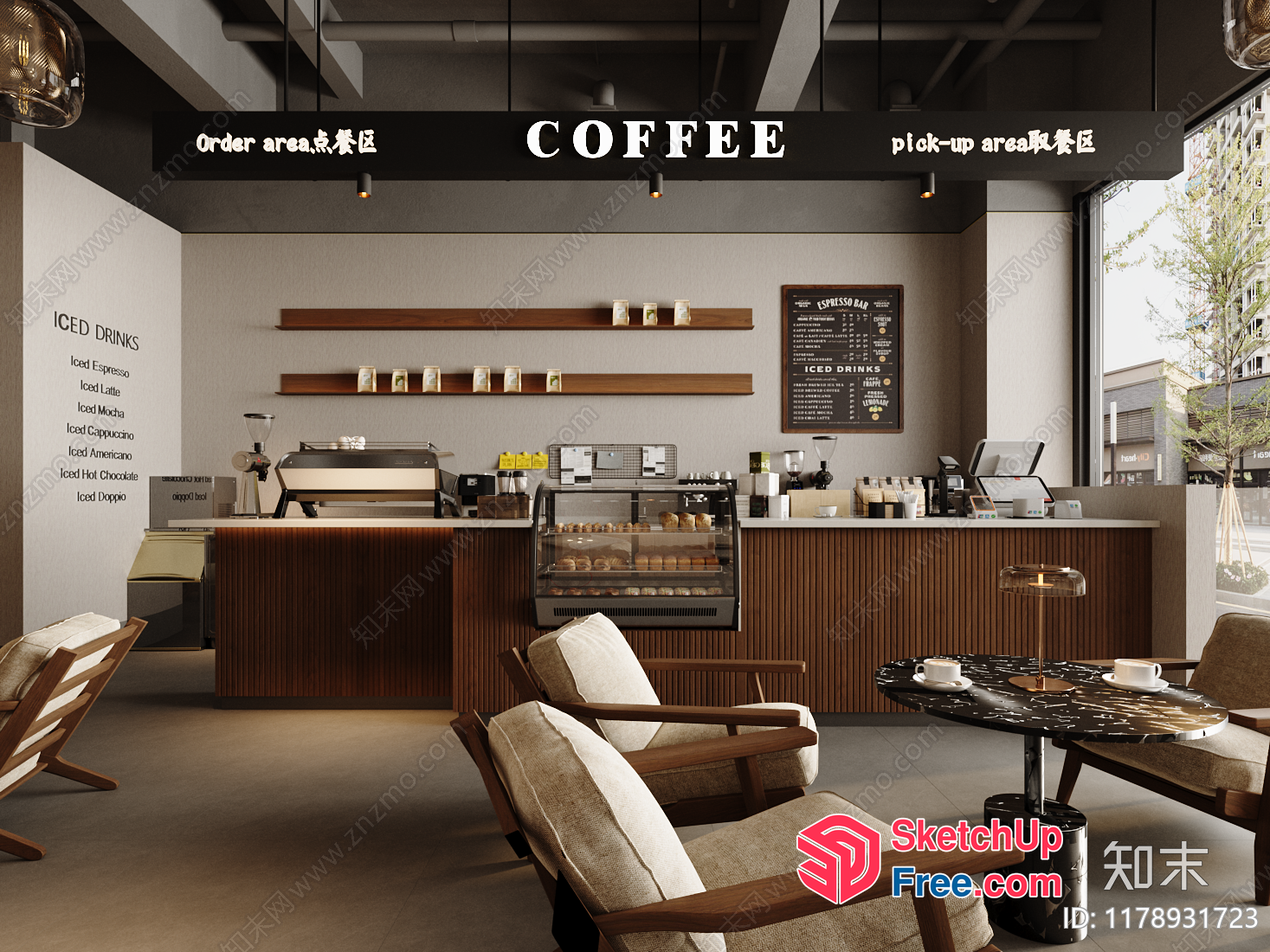 Modern Coffee Shop Interior 3D SketchUp File