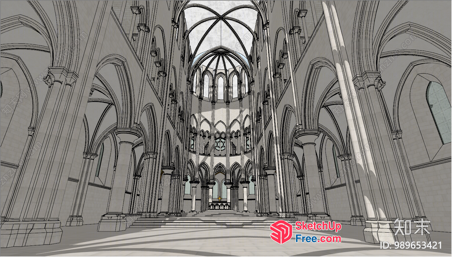 Intricate Gothic Cathedral Interior 3D SketchUp File