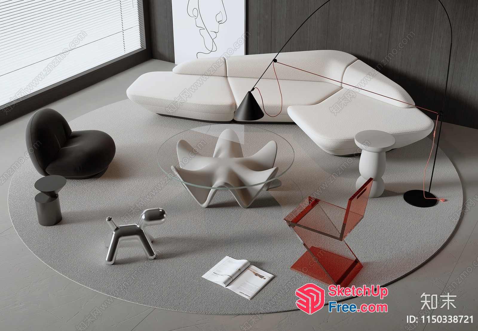 Modern Minimalist Living Room Design 3D SketchUp File