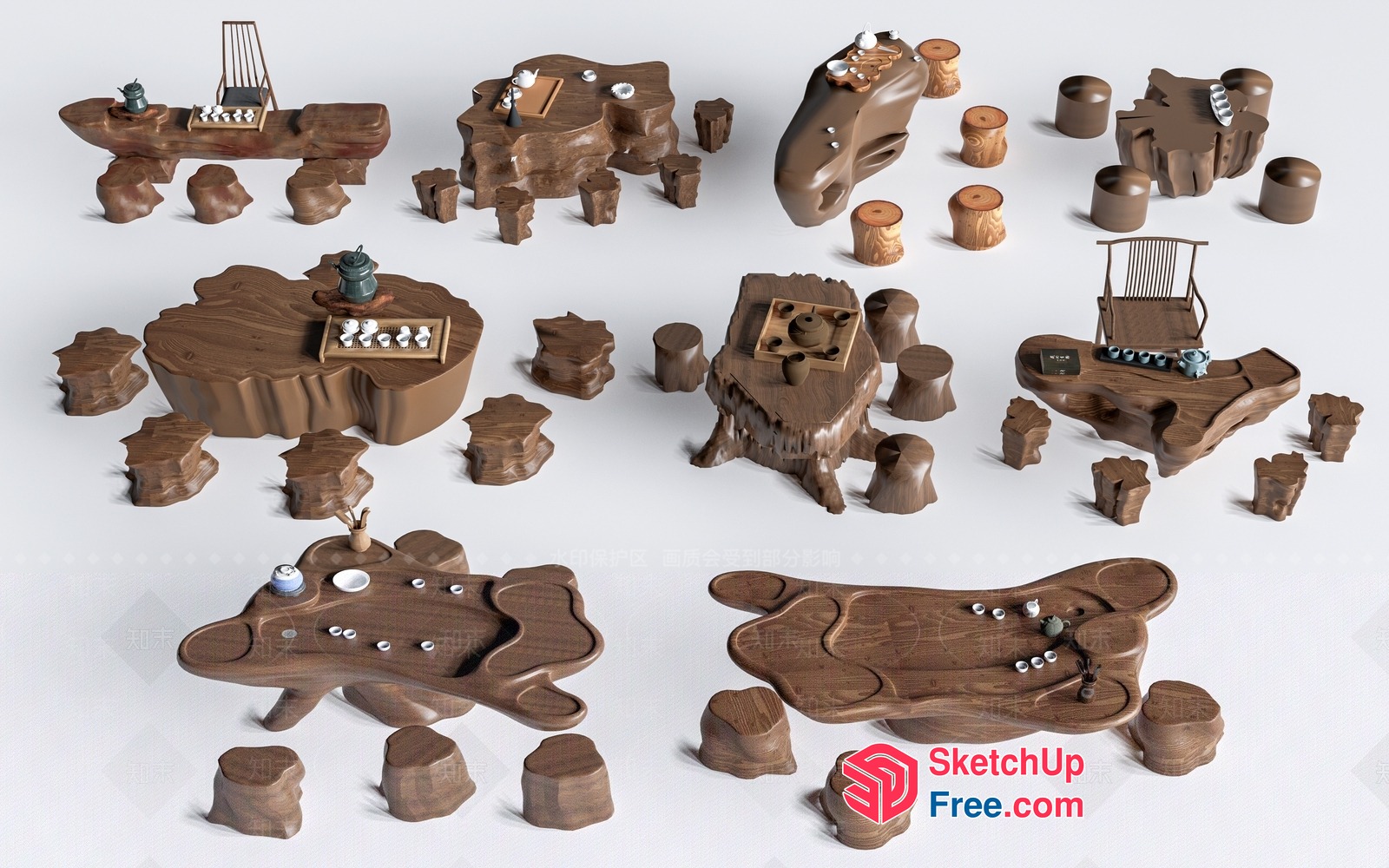 Unique, Natural, Organic Furniture Pieces 3D SketchUp File