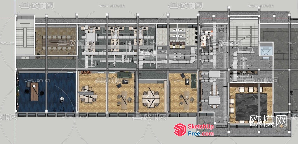 Office Building Floor Plan 3D SketchUp File