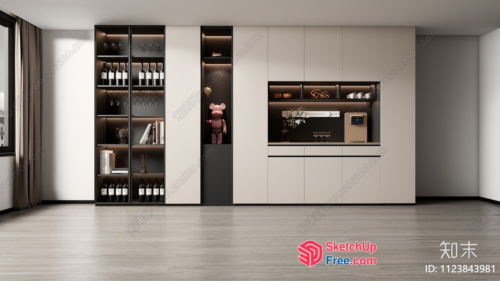Modern Kitchen And Living Room Interior Design 3D SketchUp File