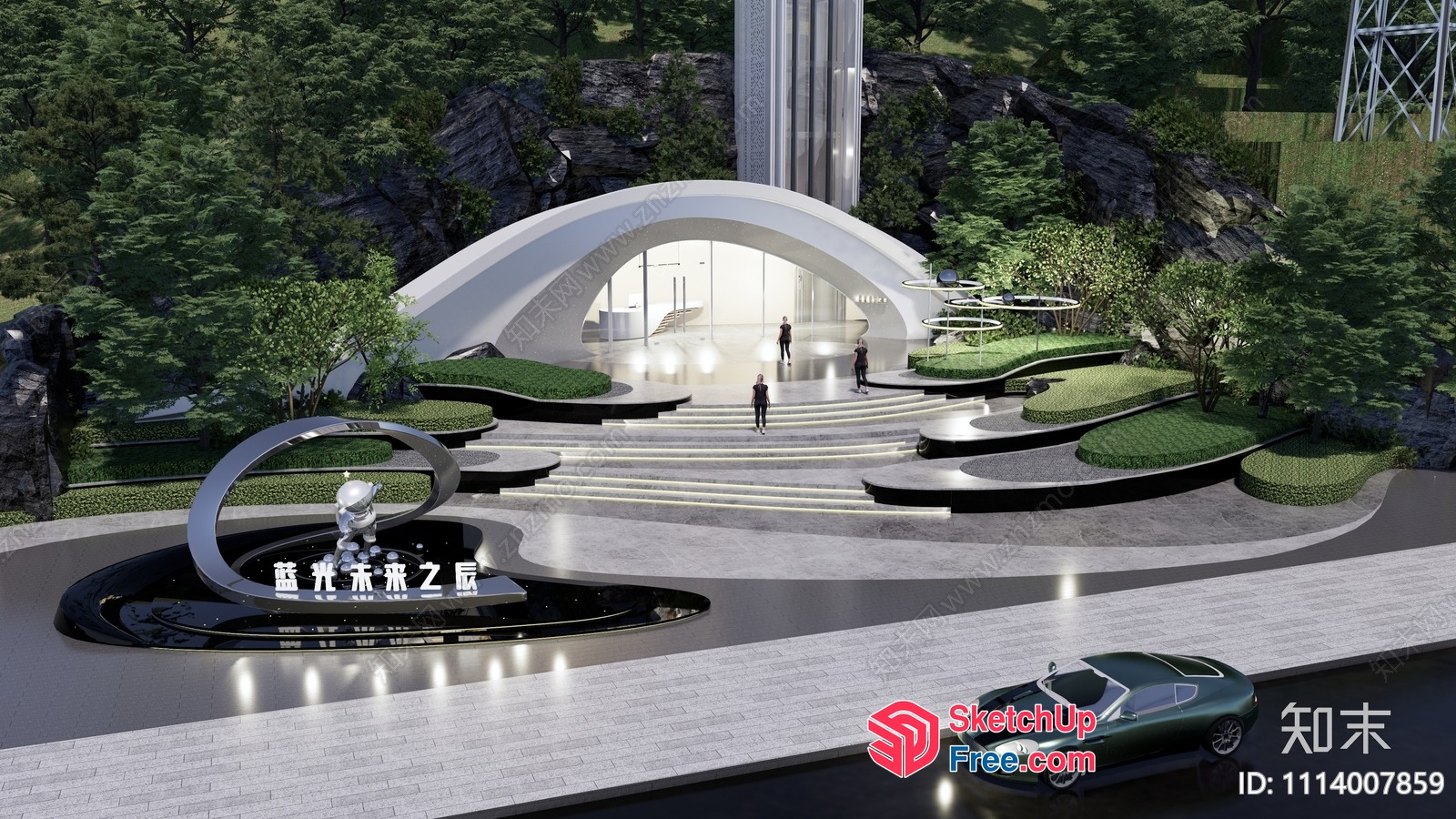 Modern Futuristic Building Exterior With Sleek Design And Elegant Architecture 3D SketchUp File