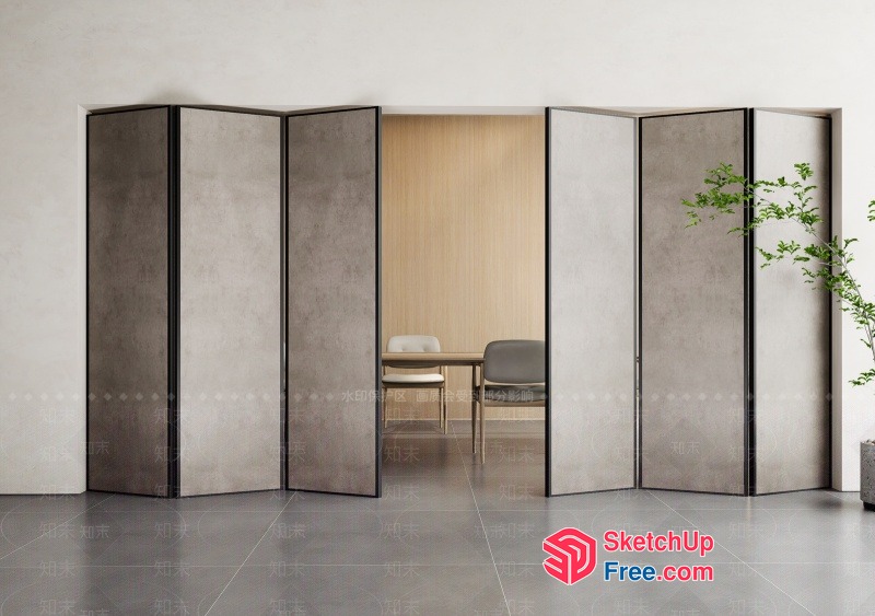 Partition Screen With Chairs And Table 3D SketchUp File