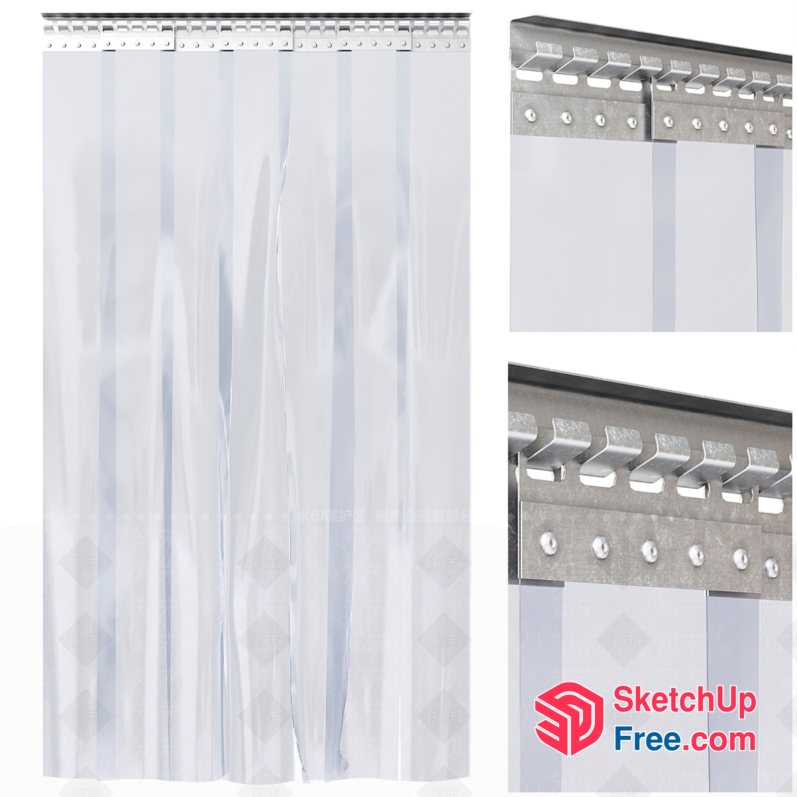 Curtain Style Shower Curtain 3D SketchUp File