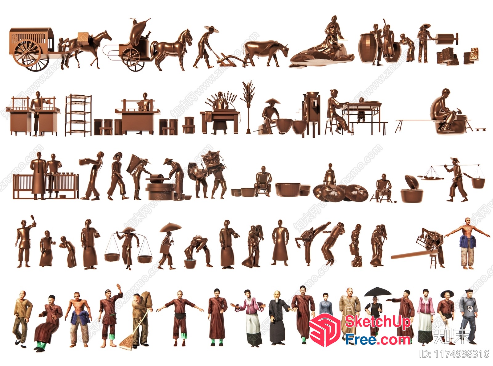 Various People Engaged In Different Activities 3D SketchUp File