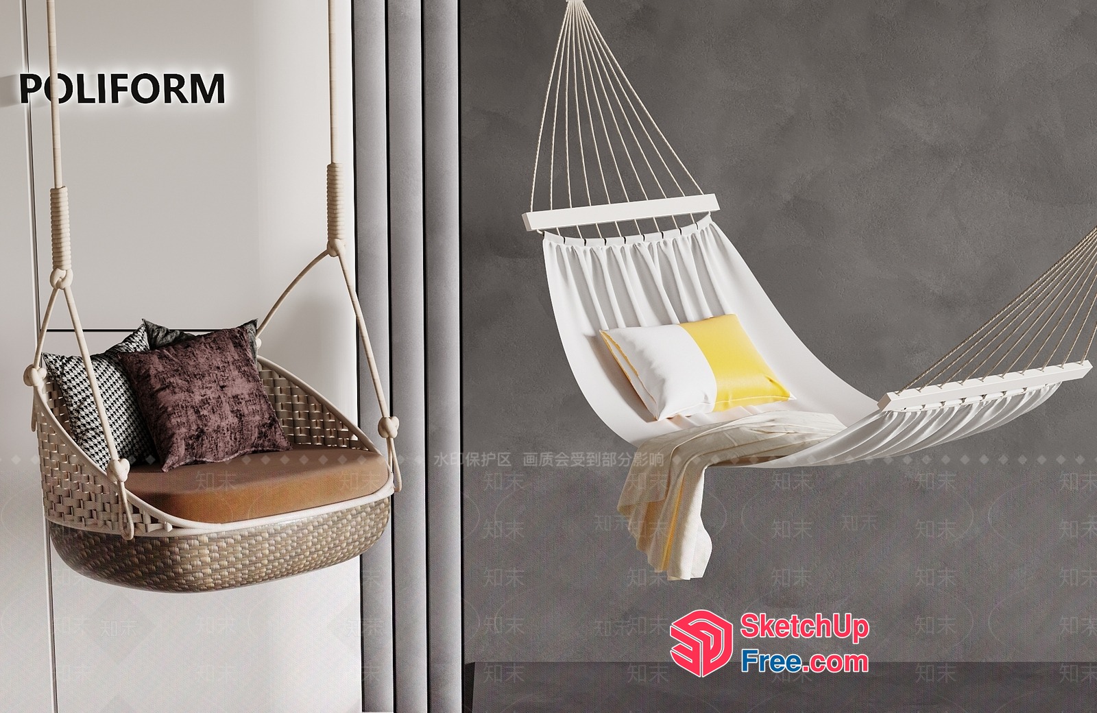 Hanging Hammock Swing And Bed 3D SketchUp File