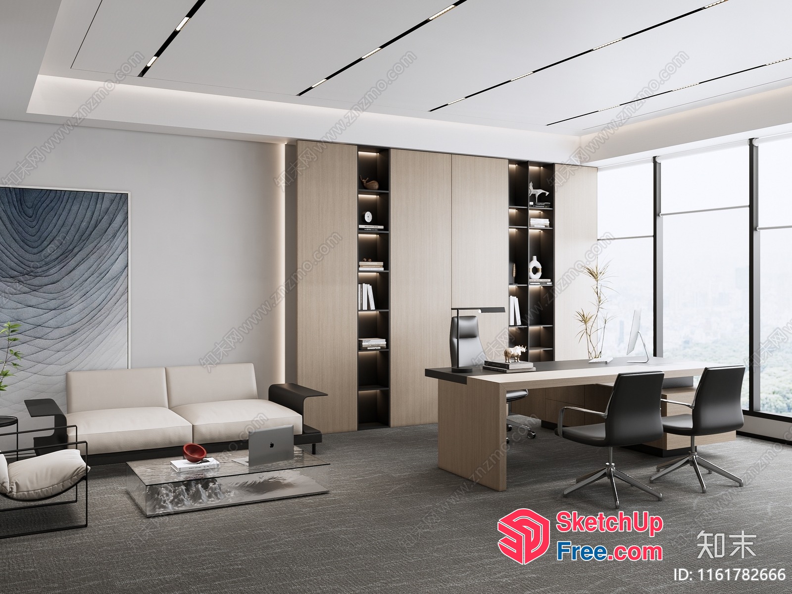 Modern Minimalist Office Interior Design With Natural Light 3D SketchUp File